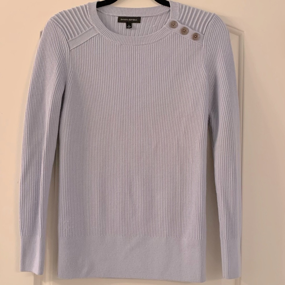 Banana Republic Button Detail Sweater, Pale Blue, Small